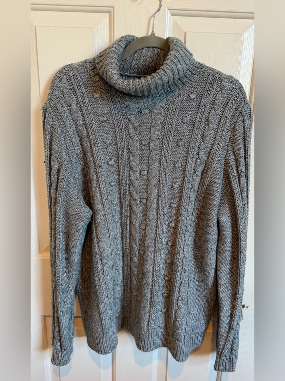 Lands End Women’s Gray Cable Knit Turtleneck Sweater XL Very GUC